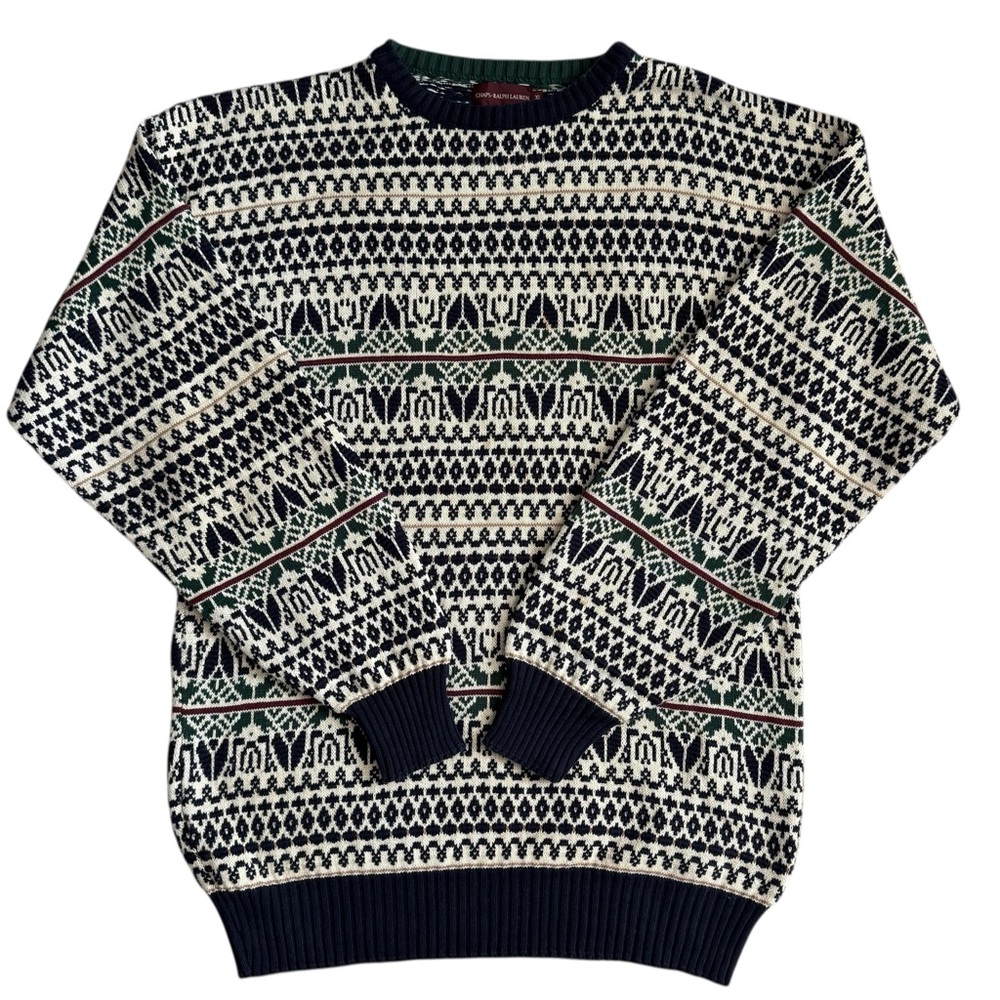 Vintage Chaps Ralph Lauren USA Fair Isle Crewneck Sweater Size XL